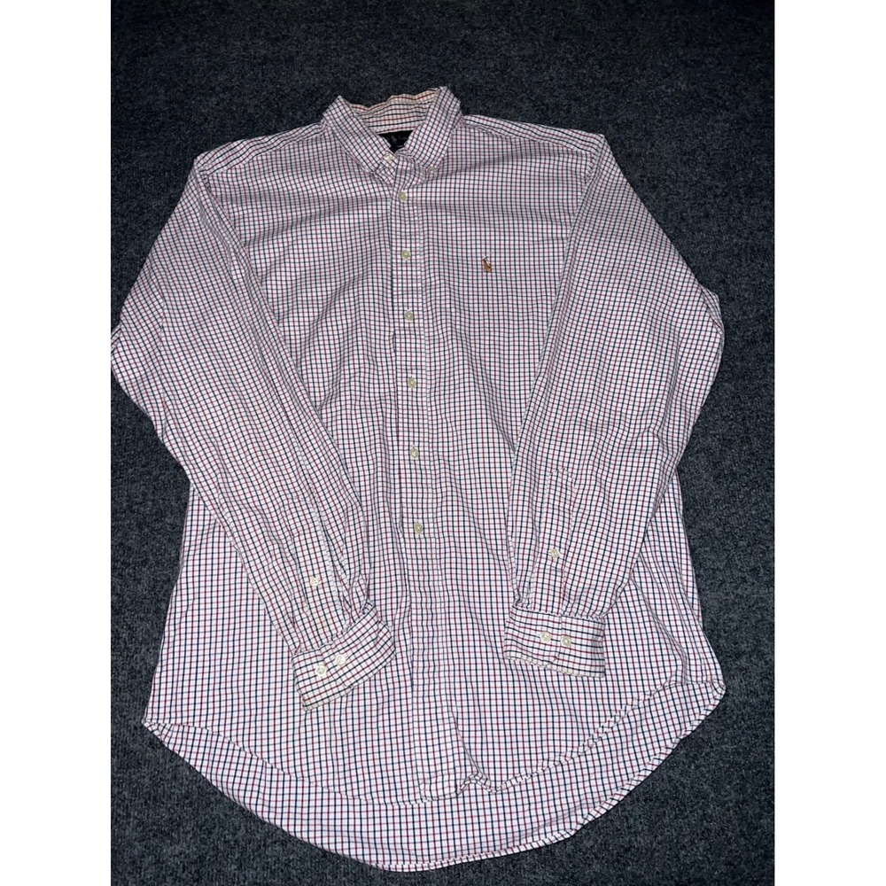 Polo Ralph Lauren Yarmouth Shirt Mens 16.5 36/37 Red Blue Check Cotton LS